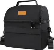 Dual Compartment Lunch Bag for Women Men, Reusable Insulated Lunch Bags Leakp...