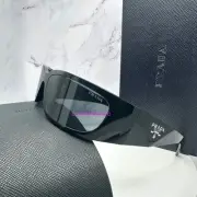 PRADA New Sunglasses Wrap Authentic Black Symbole Logo Shield Mask w/ Box & Case