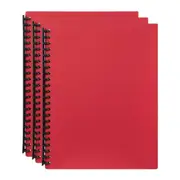 3PK Marbig 40-Pocket A4 Refillable Document/File Holder Display Book - Red