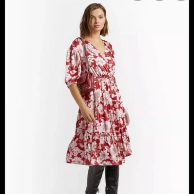 Rebecca Minkoff Mary Wrap Up Floral Flowy Large Dress NWT