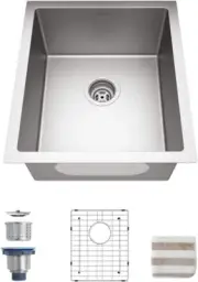 TORVA 15 x 17 Inch Undermount Kitchen Sink Premium 304 Stainless Steel Bar Sink