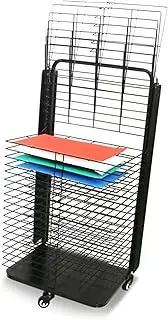 Art Drying Rack for Classroom,Single-Sided 25 Shelves Foldable Metal Painting Storage Storage Rack,Suitable for Engineering Drawings Paintings