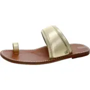 Sam Edelman Womens Gold Leather Toe Loop Slip On Slide Sandals 7.5 8 BHFO 5547