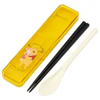 在飛比找樂天市場購物網優惠-小禮堂 迪士尼 小熊維尼 日製 盒裝兩件式餐具組 匙筷 塑膠
