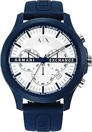 A|X Armani Exchange Chronograph Watch for Men with Stainless Steel, Silicone or Leather Band, Blue & White, Chrono Bottom
