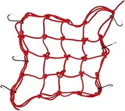 TOGEVAL Rear Frame Net Cover Durable Elastic Luggage Net for Motorcycle Bicycle Rubber Band Design Secures Boxes Bags Red for Cargo Carrier Roof Rack