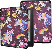 Case for 7-Inch Kindle Colorsoft Signature Edition and All-New Kindle Paperwhite 12th Gen 2024 Release, Girls Kids Teens Cool Lightweight Shell Cover with Auto Wake/Sleep Hand Strap, Unicorn