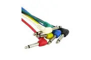 6 Pack of Selby 6.35mm 1/4 Inch Audio Cables Instrument Leads Right Angled Plugs