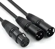 DISINO XLR Splitter Cable, 3 Pin XLR Female to Dual XLR Male Patch Y Cable Balanced Microphone Splitter Cord Audio Adaptor- 5 Feet