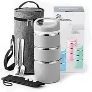Lille Home Stackable Lunch Box 1380mL Bag Included NEW Gray