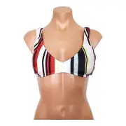 Volcom Earn Ur Stripes V-neck white multi bikini top size M
