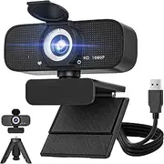 1080P Full HD Webcam with Built-in Microphone and Rotatable Tripod, Privacy Cover, for Desktop PC or Laptop Computer-Style4