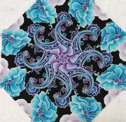 16 9.5" Teal & Purple Roses #2 Stack & Whack Quilt Blocks * Kaleidoscope