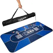 GAMBLUXE 70" X 35" Professional Poker Mat for Table - Smooth Water Repellent Poker Topper for Table Nonslip Portable Texas Hold'em Poker Mat With Carrying/Storage Bag for Poker Games, (Blue)
