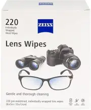 Zeiss Pre Moistened LENS WIPES Eyeglass Camera Cleaning Individual Wrap 220 ct