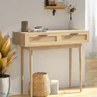 Rattan Console Table 2 Drawer Side Table Entryway Hall Storage Furniture ↡