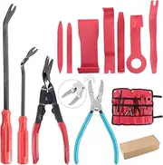 Glarks 11Pcs Auto Trim Removal Tool Kit, Universal Car Panel Trim Upholstery Rivets Clip Puller Plier Fastener Remover Automotive Door Panel Trim Removal Tool for Car Door Panel Dashboard