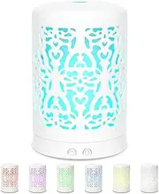 Essential Oil Diffuser Aromatherapy Humidifier: Air Mist Infuser for Large Room - White Ceramic Aroma Freshener for Home Bedroom Office - Small Ultrasonic Scent Fragrance Vaporizer