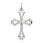 Sterling Silver Textured Diamond-Cut Laser-Cut Cross Pendant