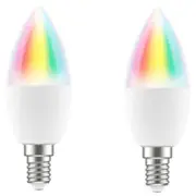 Brilliant Smart WiFi LED RGB C37, (2 Pack) 350 Lumens, 4.5W, Dimmable, Smart Light Bulb Bio-Rhythm Lighting Via BrilliantSmart App Remote Control Enabled 220 degrees Beam Angle [BULBRS21892BA]