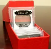 30 Assorted 2x2 Snaplock BCW Coin Holder Snap Case & Red Single Row Storage Box