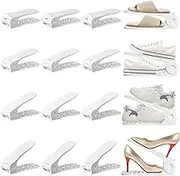 CAPHONT Shoe Slots Organizer 16 Pack, Shoe Storage Shoe Space Savers 50%, Shoe Stakers for a Pair of Shoes, 4 Levels Adjustable Thickening Double Layer Shoe Holders Shoe Organizer for Closet, White