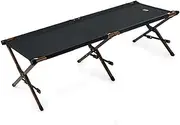 Camp Beds for Adults, Folding Camping Cot Support 330 lbs, Heavy Duty Camping Bed, Portable Sleeping Cot for Outdoor Travel Office, Camping, Fishing, Aluminium Frame & Oxford Fabric ( Color : Black )