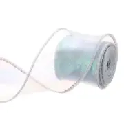 1.5 Inch 3 Yard Sheer Organza Ribbon Shimmer Chiffon Tulle Ribbons Silver