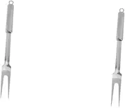 Generic 2pcs Stainless Steel Barbecue Fork Portable BBQ Skewers for Outdoor Grilling for Kebabs and Hot Dogs Rustproof and Lightweight Design for and Storage