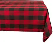 DII 100% Cotton, Machine Washable, Dinner, Summer & Picnic Tablecloth, 52 X 52, Red & Black Buffalo Check, Seats 4 People