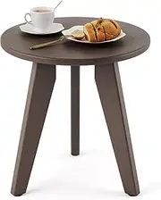 Homenjoy Outdoor Side Table, HDPE Outdoor Table, Small Round Side Table Weather-Resistant, Outdoor Side Tables for Patio, Porch,Deck,End Table for Plant Stand, Dark Brown