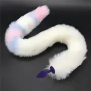 Stainless Steel Anal Plug With 80Cm Long Fur Tail Bdsm Pet Play Fox Kitten fur,s