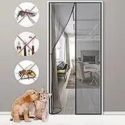 Magnetic Screen Door, 120x260cm Hands Free,Instant Mesh Mosquito & Bug Net Curtain,Insect Screen for Doors Black