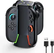 GEEKERA Charging Dock for Nintendo Switch 2 Joy Con, [4-in-1 Simultaneous Charging] [RGB Lights] Magnetic Controller Charger Station with Overcharge/Heat Protection, Include 3.3FT USB-C Cable