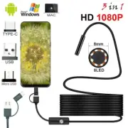 Waterproof HD Endoscope USB Type-C Borescope Inspection Snake Camera For Android