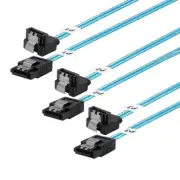 3 Pack SATA III Cable 12In 90-Degree Right Angle W/ Locking Latch Blue 6Gbps