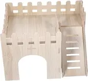 Solid Wood Hamster House Hideout Climbing Ladder Cozy Wooden Squirrel Hideaway