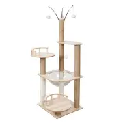 132cm Wooden Cat Tree Tower Scratching Post Scratcher Cats Condo House Bed