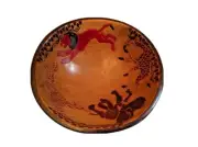 African Hand Carved Wooden Round Decorated Animal Painted Bowl Made In Kenya