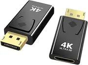 2-Pack 4K DisplayPort to HDMI Adapter, DP to HDMI Converter for Ultra, High Definition Video, Plug & Play, Universal Compatibility, Gold-Plated Connector, Premium Aluminum Housing