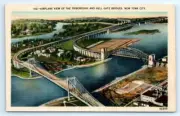 VTG Airplane View of The Triborough Bridge Bronx NY Vintage Linen Postcard A4