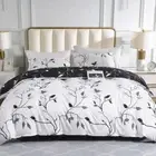 Duvet Cover Queen Size, White Black Tree Branch Pattern Comforter Cover Queen