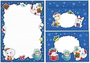 Writing Paper Set Christmas Letter Paper Christmas Letter Pad with Envelope for Children Girls Boys (A5 Pad with 25 Sheets + 15 Envelopes)