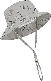 [Sea Zaela] Baby Sun Hat Toddler Bucket Hats Summer Sun Protective Kids Beach Hats Wide Brim Outdoor Camping Hat for Boys Girls, B Grey, 0-6 Months