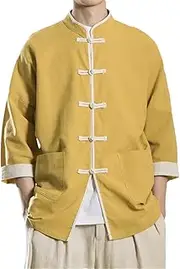 [Generic] Chinese Traditional Clothing Spring and Summer Cotton Shirt Men's Large Size Casual Thin Top Tang Suit
