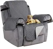 PrinceDeco Sofa Slipcover Reversible Sofa Cover Furniture Protector Water Resistant Couch Cover with Elastic Straps, Washable Couch Cover for Kids Dogs Pets (XL Recliner, Grey and Beige)