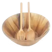 Serving Salad Bowl Set Large Size 12'' with Fork & Spoon 13" Acacia Wood