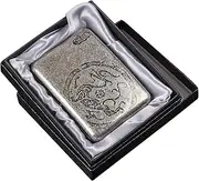 [Lorxilar] Cigarette Case Metal with Carved Cigarette Case Portable Double Sided Spring Clip Holds 16 Cigarettes,One Size,C