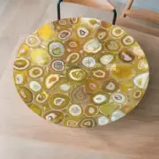 Round Agate Stone Coffee Table Handmade Furniture Console Bar Hallway Top Decor