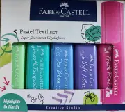Faber Castell 5 Pastel color Textliner & 1 Pack of 8 Pokemon Cards & 1 Free Gift